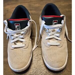 Men's FILA Tennis Fitness Shoes Sneakers Leather Upper Tan Green Red Size 12